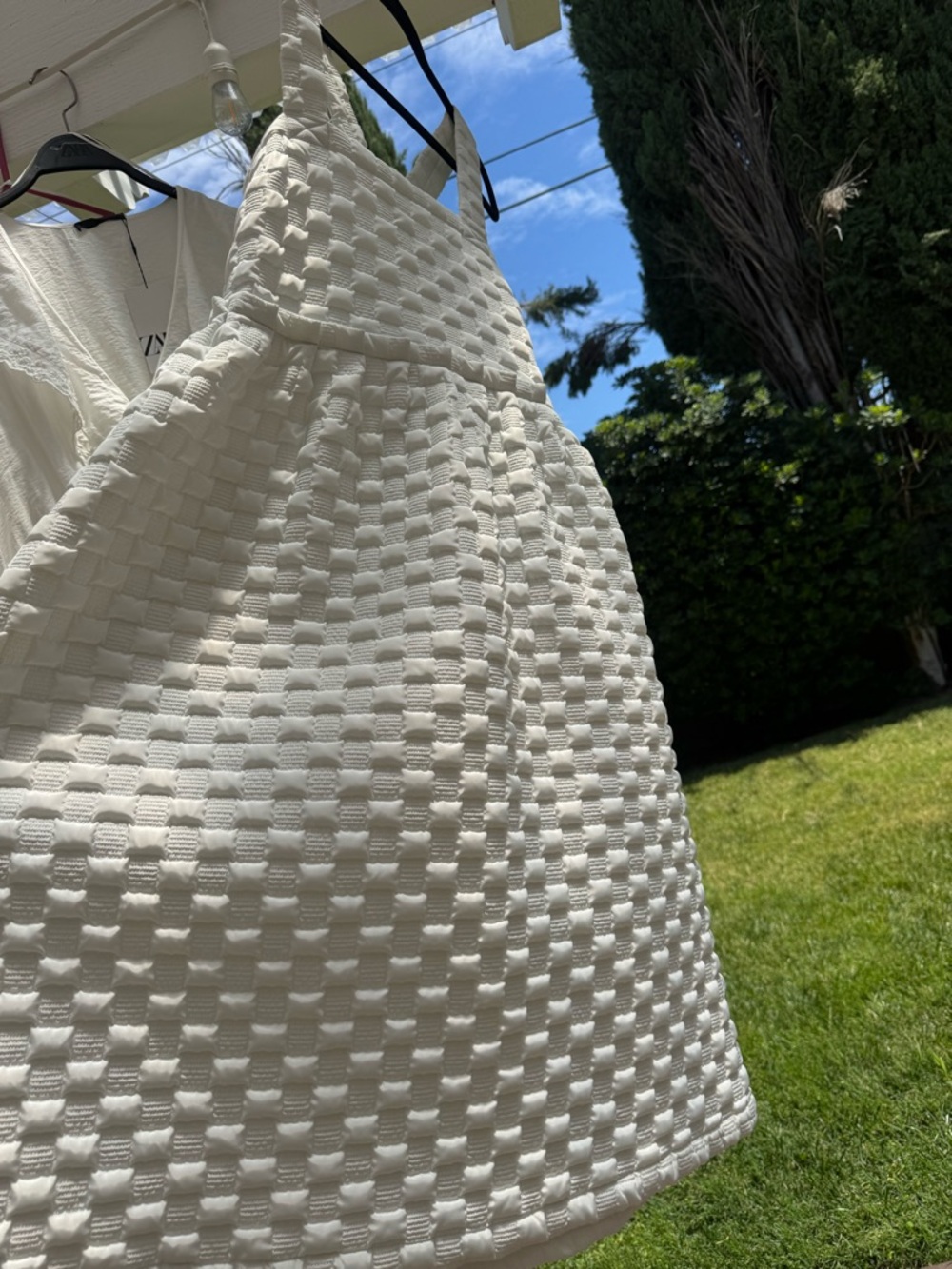 Textured White A-Line Dress